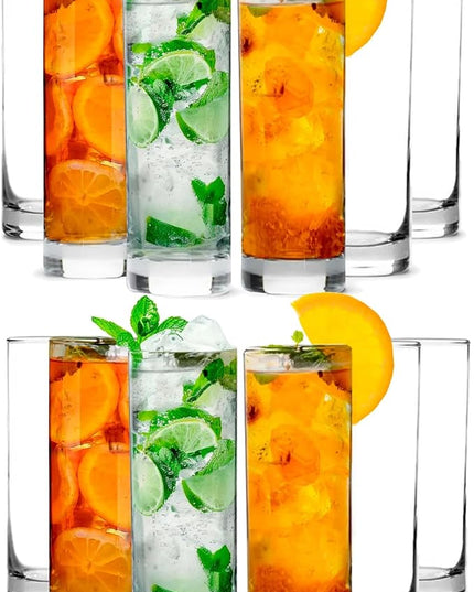 LEMONSODA Premium Highball 12oz Glass Set - Elegant Tom Collins Glasses Set of 6, 12, and 48 Tall Drinking Water Glasses - Bar Glassware for Mojito, Whiskey, Cocktail (Set of 12)