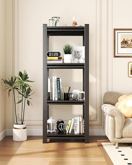 Storage Shelves, Garage Metal Shelving Unit, Adjustable, Double-Layer Column with Reinforced Ribs, Heavy-Duty, Capable of Bearing 600-3600 lbs (Black, 24 * 14 * 59, 4-Tier)