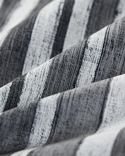 KAKIJUMN 7 Piece Bed in a Bag Stripe Comforter Set Queen Size, White Grey Black Patchwork Striped Comforter and Sheet Set, All Season Soft Microfiber Complete Bedding Sets(Grey,Queen)
