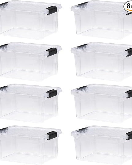 Superio Storage Bins with Lids- 8 Pack, 6.6 Qt Clear Boxes for Organizing, Stackable Plastic Containers- BPA Free, Non-Toxic, Odor Free, Organizer for Home, Office, Dorm