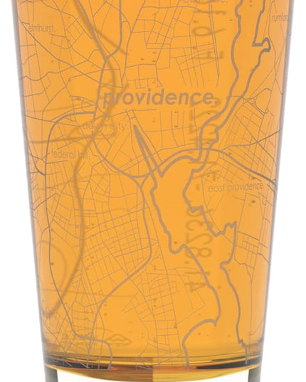 Well Told Engraved Providence Rhode Island Map Pint Glass, Etched Beer Gift (16 oz, Clear) City Map Pint, Custom City Glassware, Gifts For Beer Lovers