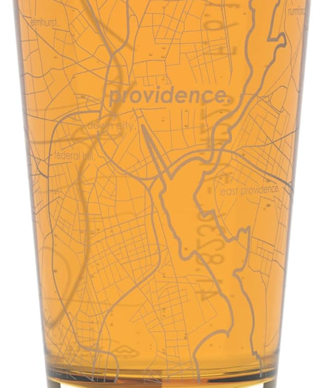 Well Told Engraved Providence Rhode Island Map Pint Glass, Etched Beer Gift (16 oz, Clear) City Map Pint, Custom City Glassware, Gifts For Beer Lovers