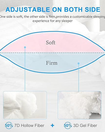 EIUE Hotel Collection Bed Pillows for Sleeping 2 Pack Standard Size，Pillows for Side and Back Sleepers,Super Soft Down Alternative Microfiber Filled Pillows,20 x 26 Inches