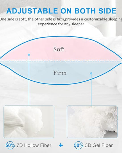 EIUE Hotel Collection Bed Pillows for Sleeping 2 Pack King Size，Pillows for Side and Back Sleepers,Super Soft Down Alternative Microfiber Filled Pillows,20 x 36 Inches