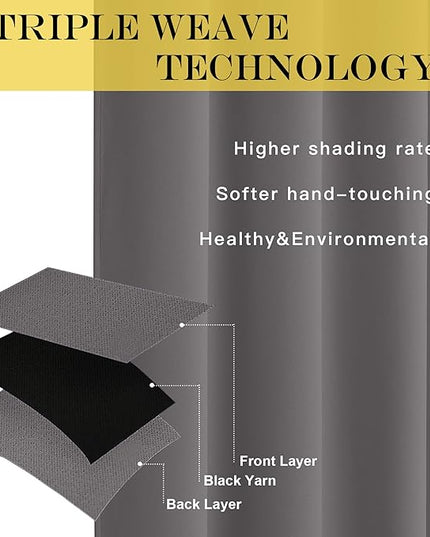 NICETOWN Grey Blackout 108 inch Curtains for Bedroom - Energy Saving Thermal Insulated Solid Grommet Blackout Curtain Drape for Living Room, W52 x L108, 1 Panel