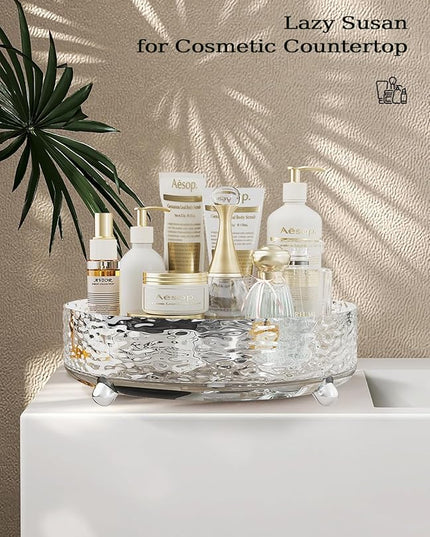 2 Pcs Lazy Susan Organizer, 9in &11in Elegant Lazy Susan Turntable Organizer, Modern Rotating Storage Organizer for Kitchen, Bathroom, Vanity, Countertop