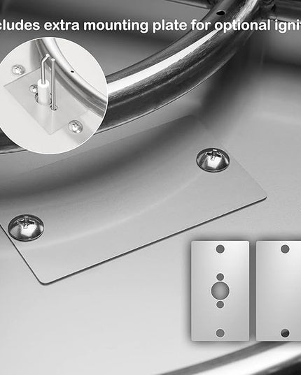 Stanbroil 19 InchDrop-in Round Fire Pit Kit with Spark Ignition,304 Stainless Steel Gas Fire Pit for Outdoor DIY Firepit - Natural Gas Version