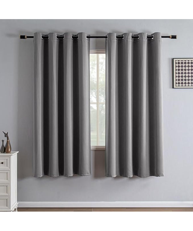 Light Grey Blackout Curtains 72 Inch Length 2 Panels Set, Black Out Curtains for Bedroom 72 Inch Long, Grommet Energy Saving Room Darkening Drapes for Living Room Window(W35 x L72)