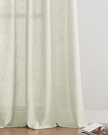 Joydeco Linen Curtains 108 Inch Length 2 Panel Sets,Light Filtering Curtains for Bedroom 52 Inch Wide Living Room Drapes with Back Tabs & Rod Pockets (W52 x L108 Inch, Oatmeal)