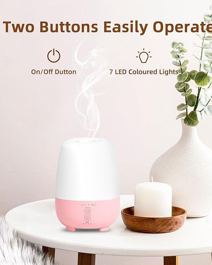 Cordless Essential Oil Diffuser 150ML, Rechargeable Battery, 7H Runtime, 7 LED Lights, Mini Portable Aromatherapy Diffuser for Home, Office, Bathroom, Travel