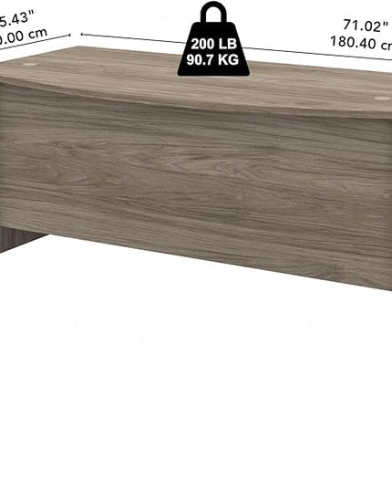 Bush Business Furniture Studio C Bow Front Desk, 72W x 36D, Modern Hickory