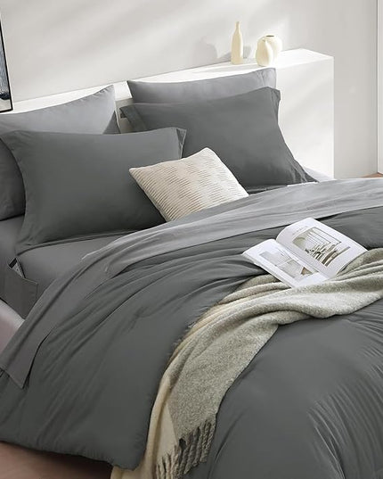 WRENSONGE Full Size Comforter Sets- 7 Pieces Soft Bed in a Bag with Fitted Sheet, Flat Sheet, 2 Pillow Shams, 2 Pillowcases, Warm Bedding Sets for All Season