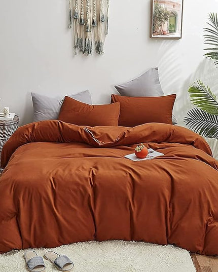 Luxlovery Burnt Orange Comforter Set Queen Rust Bedding Set Caramel Solid Blanket Quilts Rust Reddish Orange Terracotta Color 3 Piece Comforter Set for Queen Bed