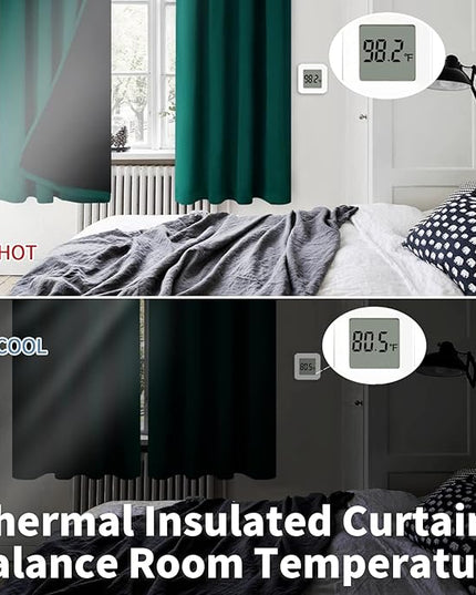 BGment Full Blackout Curtains for Living Room 72 Inch Length 2 Panels Set, Christmas Thermal Insulated Room Darkening Soundproof Rod Pocket Window Curtains for Bedroom, 52 Inch Wide, Emerald