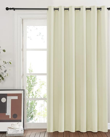 NICETOWN Blackout Sliding Door Curtain 84 inches Long, Grommet Patio Door Curtain & Drape Room Divider Sound & Light Blocking Privacy Thermal Drapes for Living Room (Beige, W80 x L84, 1 Panel)