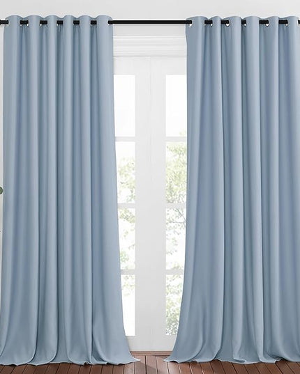 NICETOWN Room Darkening Curtain Panels - Home Fashion Ring Top Thermal Insulated Room Darkening Curtains for Bedroom/Living Room (2 Panels, 80" Wide by 95" Long, Vintage Blue)