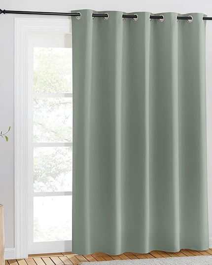NICETOWN Blackout Sage Green Curtain for Windows 84 inch Long - Thermal Insulated Solid Grommet Room Darkening Drape Sound Reducing for Bedroom/Living Room (1 Panel, W66 x L84)