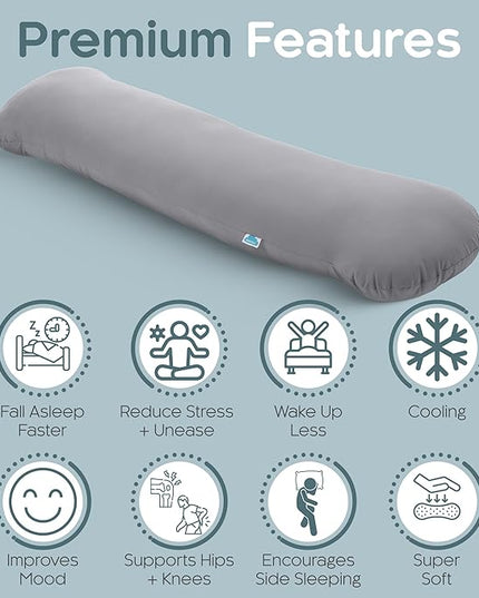 Weighted Body Pillow 8lbs - Weighted Pillow for Deeper Sleep (48" x 14") - Cooling Body Pillows for Adults, Full Body Pillow for Sleeping, Side Sleeper Body Pillows with Cover (X-Large)