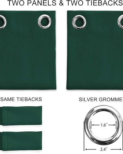 Blackout Curtains for High Ceiling, Extra Long Thermal Insulated Solid Grommet Window Curtains Drapes for 2 Story High Living Room Loft, Set of 2 Curtain Panels 52 W x 188 L Inches Hunter Green