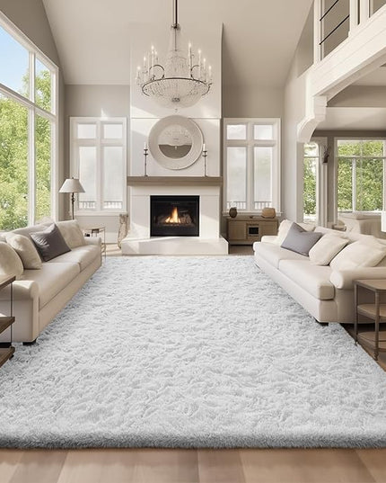 Ophanie Area Rugs 9x12 Living Room, Large White Bedroom Carpet, Big Shag Indoor Thick Soft Nursery Rug, Fluffy Carpets for Boy and Girls Room Dorm Home Decor Aesthetic