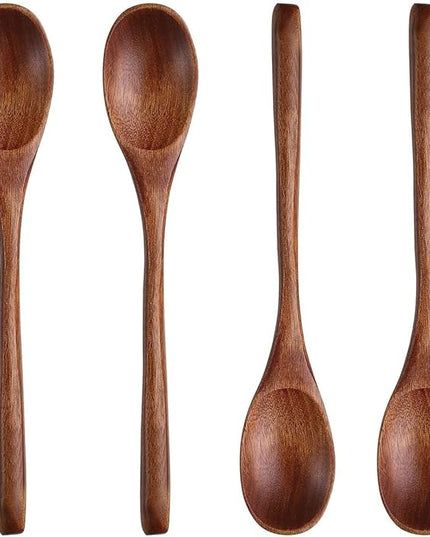 Long Handle Wooden Spoon For Mixing Coffee Tea Jam and Bath Salt In Kitchen, Environmentally Friendly Table Spoon, 8.6 Inches,4 Pieces…