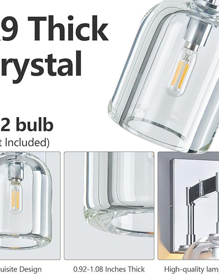 Modern Crystal Wall Sconces Indoor Chrome Wall Lamp Vanity Wall Lighting for Bathroom Bedroom Living Room Stair（1Pack）