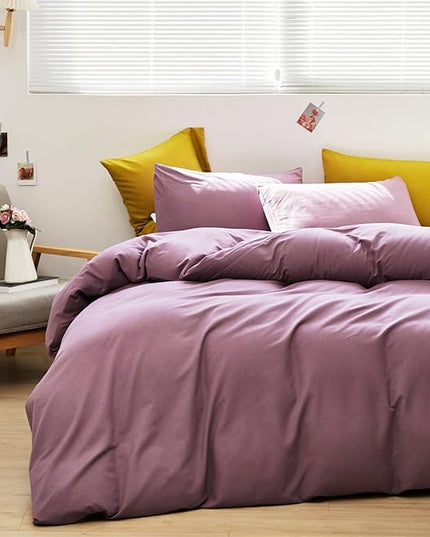 Luxlovery Purple Comforter Set Queen Pale Mauve Bedding Comforter Set Modern Solid Lilac Dusty Purple Blanket Soft Breathable Blanket Quilts 3 Piece Bedding Set for Women
