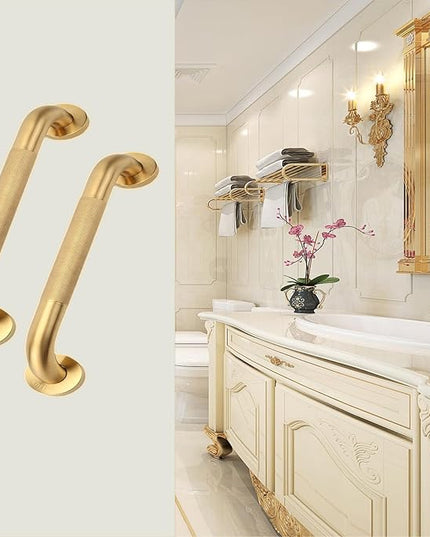 Shower Grab Bar, 2 Pack 16 Inch Gold Bathroom Grab Bar, 1.25" Diameter 304 Stainless Steel Anti-Slip Grab Bars for Bathtubs and Showers, Handicap Shower Grab Bar for Seniors Elderly