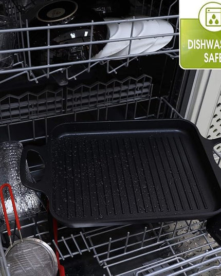 S·KITCHN Nonstick Grill Pan, Induction Stove Top Grill Plate, Glass Grilling Pan for Indoor, Gas Range Grill Panel/Skillet