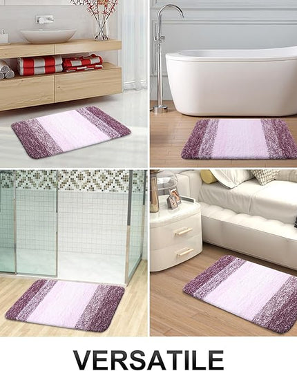OLANLY Bathroom Rug Set 2 Piece, Soft Absorbent Microfiber Bath Mats and U-Shaped Contour Toilet Rug, Non-Slip, Machine Wash Dry, Plush Shaggy Bath Mats for Bathroom (30"x20"+24"x20", Mauve)