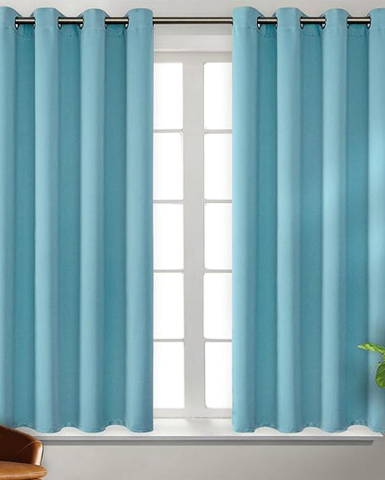 BGment Blackout Curtains - Grommet Thermal Insulated Room Darkening Bedroom and Living Room Curtains, Set of 2 Panels (52 x 45 Inch, Aqua)