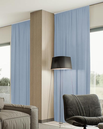 SmartWings Automatic Curtain Opener with Drapery, Motorized Vertical Blinds with Remote, Electric Closet Doors Sliding Panels Compatible with Alexa Google Homekit, 93% Blackout Greyish Blue