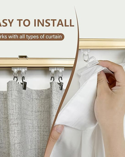 Ceiling Curtain Track Ceiling and Wall Mounted Heavy-Duty Curtains Rails Room Divider Curtains Shower RV Tracks Ceiling Sliding Curtain Rods With Clips,Gold 9ft.