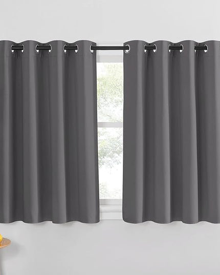 NICETOWN Blackout Curtain Panel for Bedroom - Window Treatment Thermal Insulated Solid Grommet Blackout Drape for Living Room (1 Panel, 52 by 45 inches, Grey)