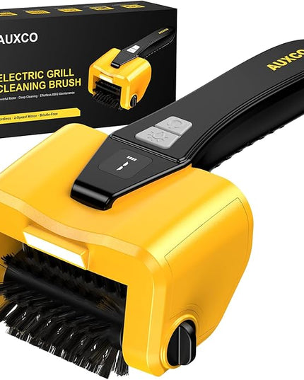Grill Brush - 4000mAh Electric Grill Brush for Outdoor Grill with Dual-Speed Motor, No Bristle Shedding BBQ Brush Cleaner, Dishwasher-Safe, 90 Mins Working Time with LED Light, As a Ideal Gift