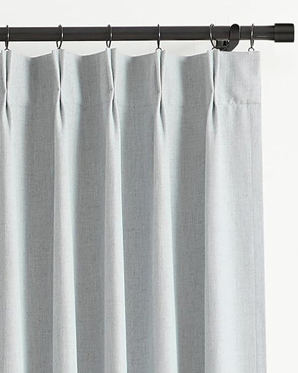 Vision Home Blue Fog Pinch Pleated Full Blackout Curtains Linen Blended Room Darkening Window Curtains 102 inch for Living Room Bedroom Thermal Insulated Pinch Pleat Drapes with Hooks 60" Wx102 Lx1