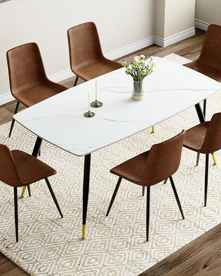 Dining Room Table Set for 6, Dining Table Set for 6 with Chairs, Sintered Stone Dining Set for 6, Easy to Assemble