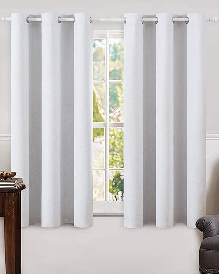 MIULEE Linen Blackout Curtains for Bedroom Solid 100% Blackout Thermal Insulated Grayish White Curtains Grommet Room Darkening Curtains/Drapes for Living Room 42x63 Inch (2 Panels)