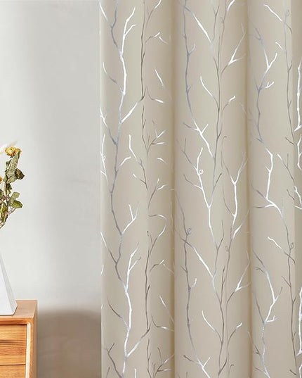 BUHUA Grommet Top Window Draps for Living Room Bedroom Curtains Energy Saving Room Darkening Impede Light Privacy Curtains, 38W x 72L,2 Panels, Beige