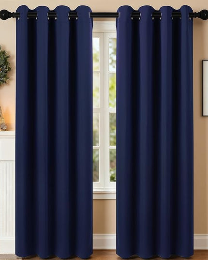 Room Darkening Curtains 95 Inch Length for Bedroom Living Room, Insulated Thermal Grommet Curtain Drapes, Blackout(60-90%,Not 100%) Window Treatment Decor, 2 Panels, 52x95, Navy Blue