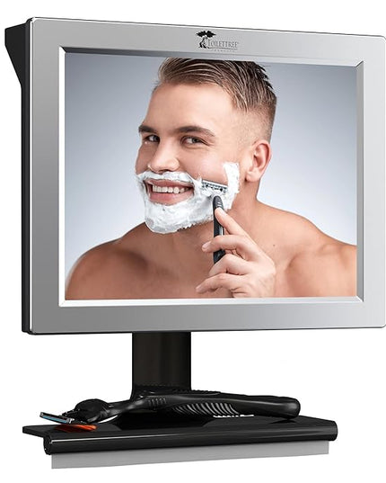 ToiletTree Products Fogless Shower Mirror with Squeegee - Anti-Fog Mirror - Adjustable Shaving Mirror with a Squeegee - Rust-Proof, Impact-Resistance Bathroom Shower Mirror