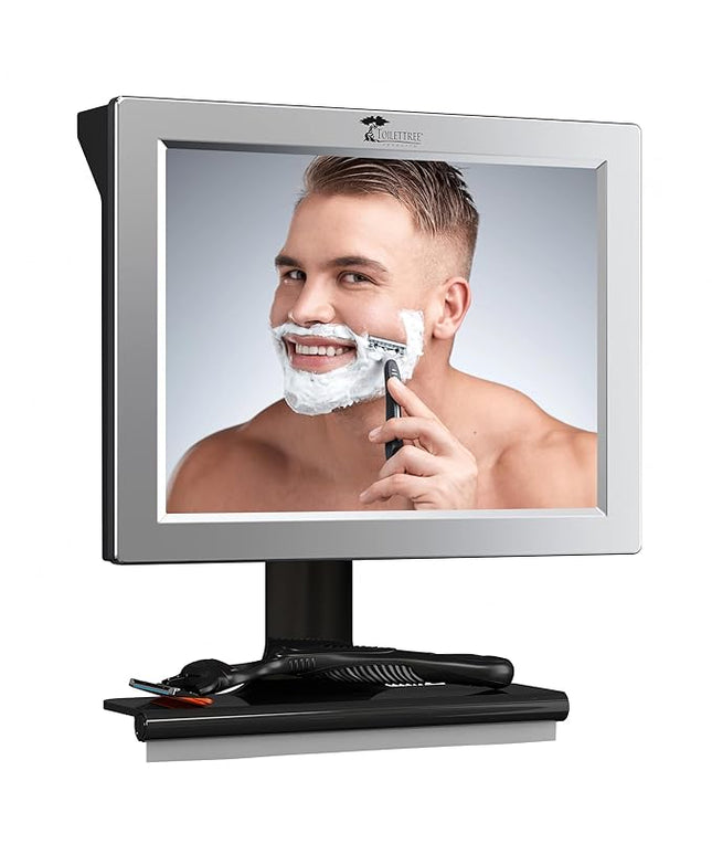 ToiletTree Products Fogless Shower Mirror with Squeegee - Anti-Fog Mirror - Adjustable Shaving Mirror with a Squeegee - Rust-Proof, Impact-Resistance Bathroom Shower Mirror