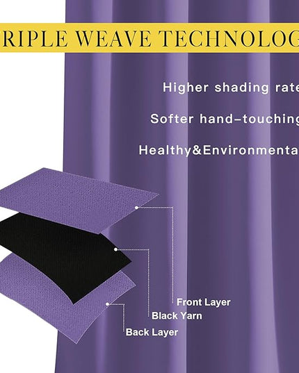 NICETOWN Blackout Curtain Panels 95" L - Window Treatment Energy Saving Thermal Insulated Solid Grommet Blackout Drapes for Living Room (Lilac Purple, 1 Pair, 80 by 95-Inch)
