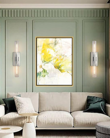Wall Sconces Set of Two 22.8" Indoor Wall Light Fixtures, Nickel Bathroom Vanity Light Fixtures with Clear Glass, Modern Wall Lamp for Bathroom Living Room Bedroom Hallway(Bulb Included)