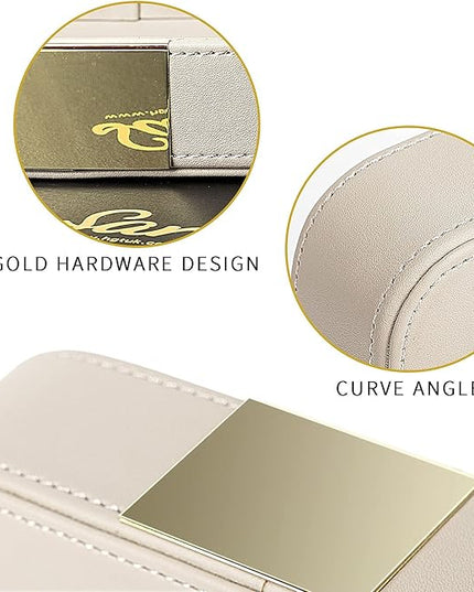 SANZIE Luxury Leather Tray Desktop Storage Catchall Organizer Decorative Tray for Entryway Table to Hold Jewelry Watch Keys Phone Wallet (Metal Glided, Grey)