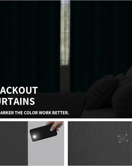Easy-Going Linen Look Blackout Curtain Grommet Window Curtain Drapes for Bedroom, Living Room Thermal Insulated Room Darkening (2 Panels, 52x84 inch, Dark Gray)
