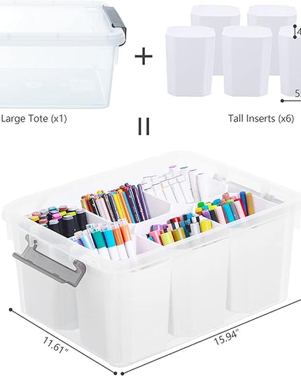 Citylife 17 QT Plastic Storage Bins Clear Storage Box with Lids Multipurpose Stackable Storage Containers for Organizing Tool, Craft, Crayon