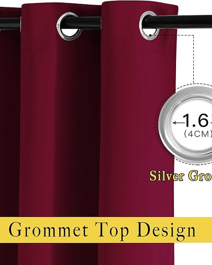NICETOWN 84 inches Bedroom Curtains Panels - Functional Blackout Curtains/Panels for Bedroom, Thermal Insulated, Privacy Assured (Set of 2, 52 x 84 inches, Wine Red)