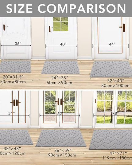 hicorfe Dirt Trapper Doormat,20"x31.5" Welcome Door mat,Non Slip Backing Washable Door Mats,Absorbent and Resistant Low-Profile Entrance Inside Floor Mat for Front Back Door and Entryway(Light Grey)