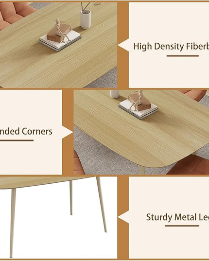 55.1'' Dining Table Set for 4,Modern Wood Dining Table,Leather Dining Chairs 4,Table and Chairs Set of 4,Ideal for Kitchen Dining Room (Cat Scratch Table + 4 U-Shaped Gray Chairs, 55.1")